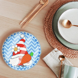 6 Pcs Easter Washable Special Shape Diamond Painting Coaster with Holder (Gnome)