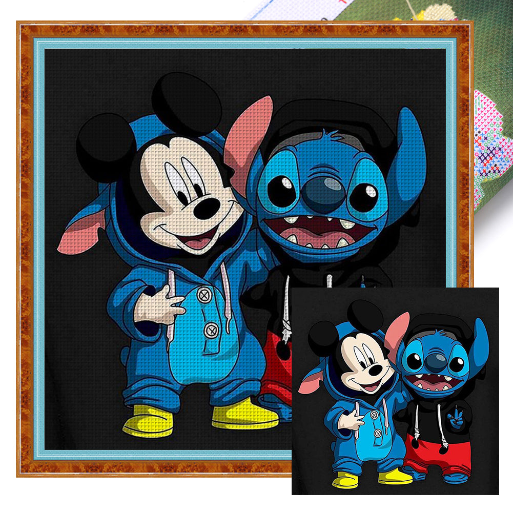 Mickey Mouse And Stitch - 40*40CM 11CT Stamped Cross Stitch