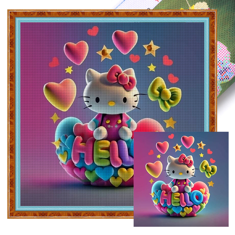 Kitty Cat - 40*40CM 11CT Stamped Cross Stitch