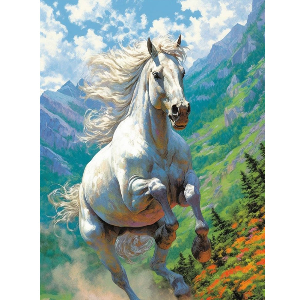 White Horse 30*40CM(Canvas) Full Round Drill Diamond Painting