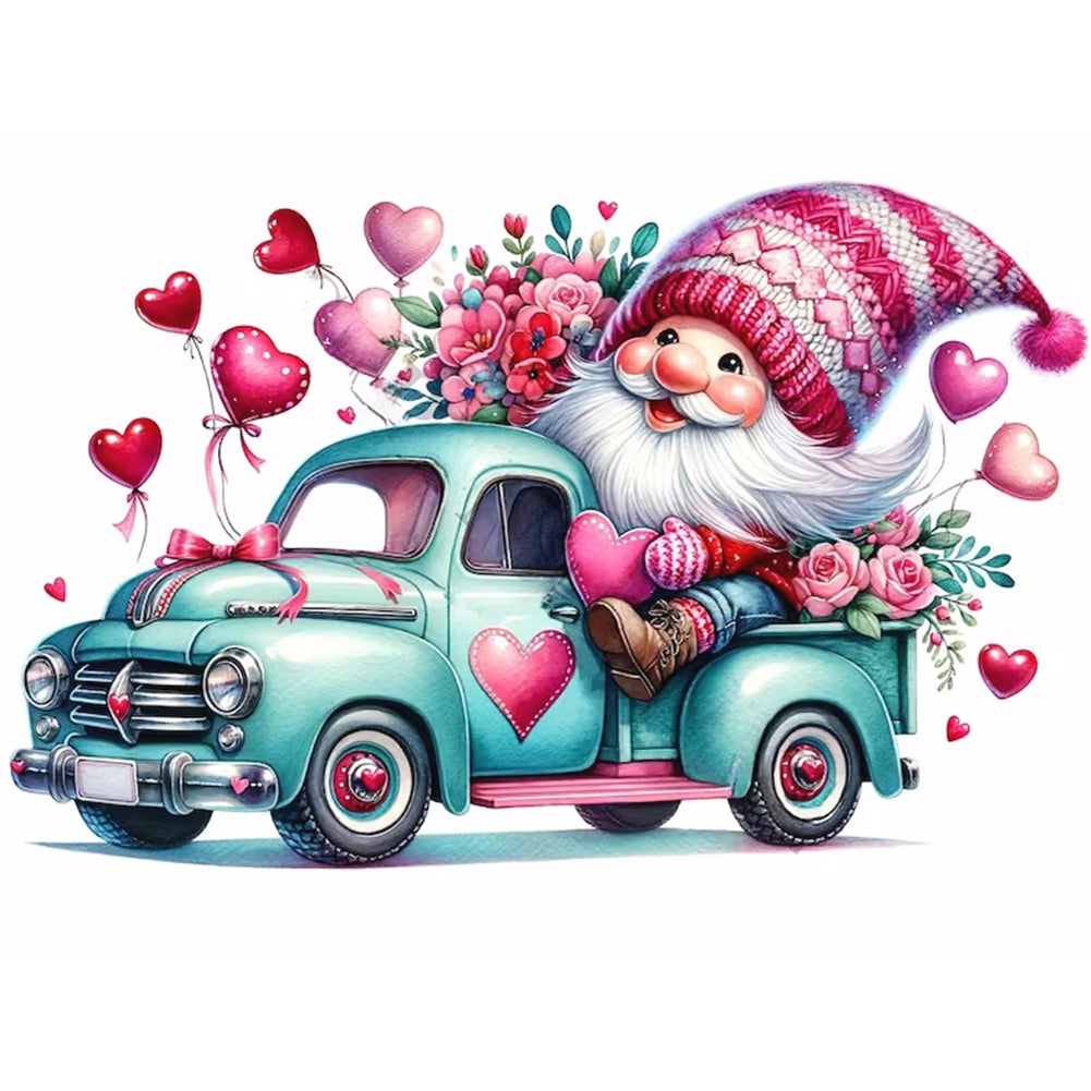 Valentine'S Day Float Gnome 40*30CM(Canvas) Full Round Drill Diamond Painting