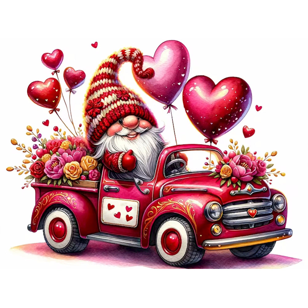 Valentine'S Day Float Gnome 40*30CM(Canvas) Full Round Drill Diamond Painting