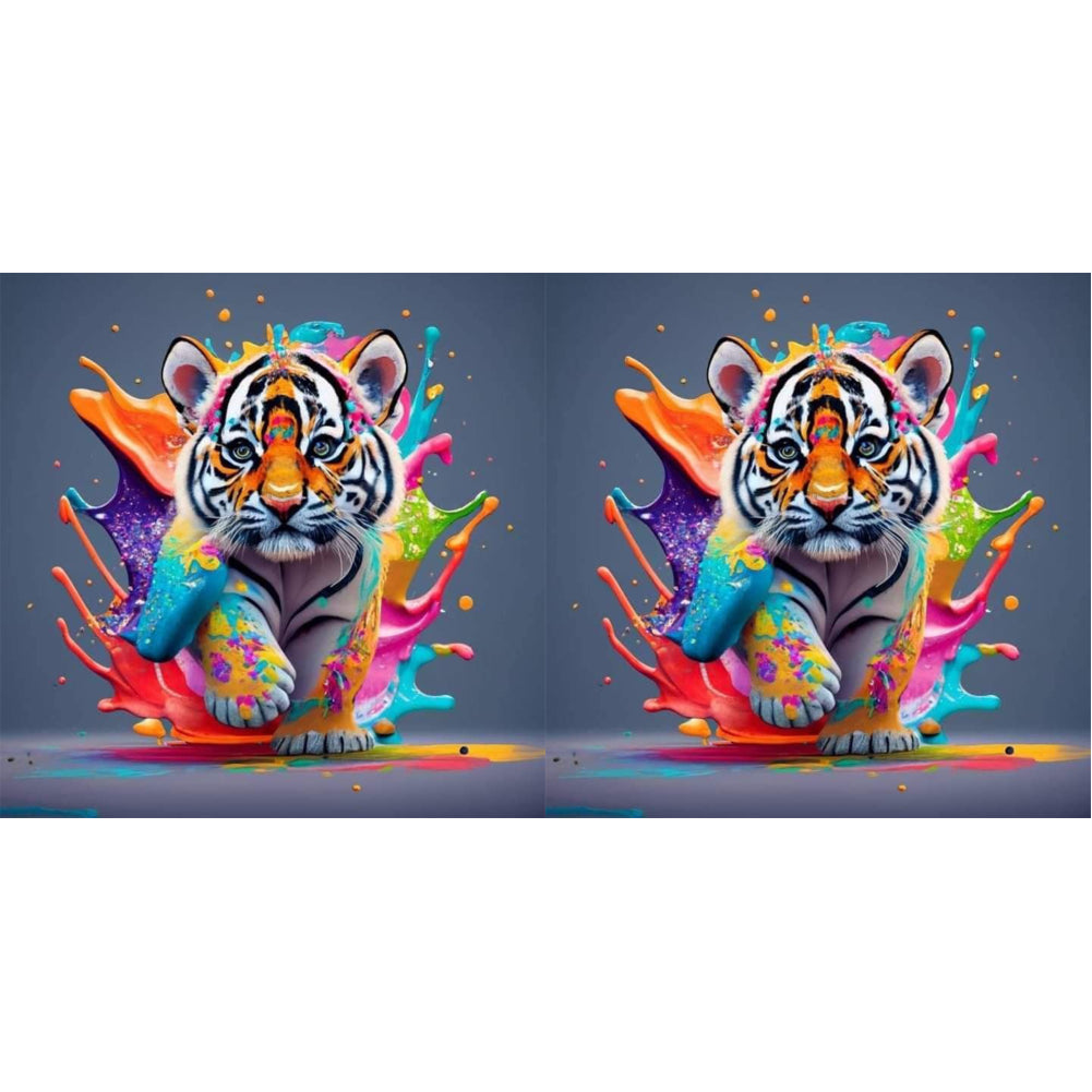 Colorful Little Tiger 30*30CM(Canvas) Full Round Drill Diamond Painting