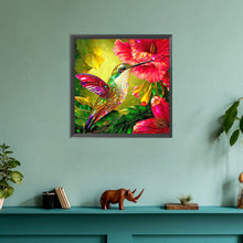 Load image into Gallery viewer, Hummingbird Holding Flower In Mouth 30*30CM(Canvas) Full Round Drill Diamond Painting
