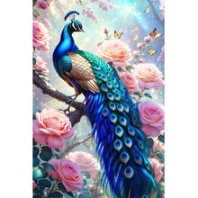 Load image into Gallery viewer, Peacock With Pink Flowers 40*60CM(Canvas) Full Round Drill Diamond Painting
