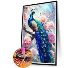 Load image into Gallery viewer, Peacock With Pink Flowers 40*60CM(Canvas) Full Round Drill Diamond Painting
