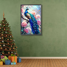 Load image into Gallery viewer, Peacock With Pink Flowers 40*60CM(Canvas) Full Round Drill Diamond Painting
