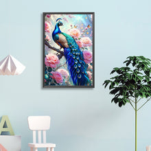 Load image into Gallery viewer, Peacock With Pink Flowers 40*60CM(Canvas) Full Round Drill Diamond Painting
