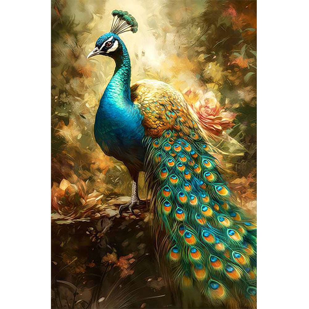 Peacock And Flowers 40*60CM(Canvas) Full Round Drill Diamond Painting