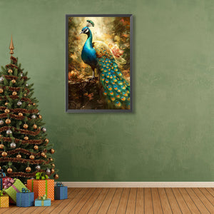 Peacock And Flowers 40*60CM(Canvas) Full Round Drill Diamond Painting