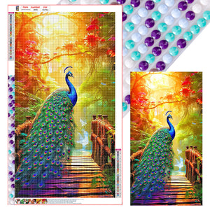 Peacock Under The Scorching Sun 40*70CM(Canvas) Full Round Drill Diamond Painting