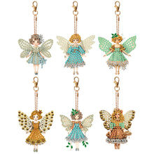 Load image into Gallery viewer, 6 Pcs Double Sided Diamond Painting Keychain for Beginners Adults(Artistic Girl)
