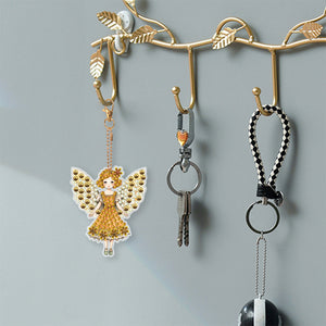 6 Pcs Double Sided Diamond Painting Keychain for Beginners Adults(Artistic Girl)