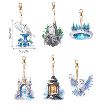 Load image into Gallery viewer, 6 Pcs Double Sided Diamond Painting Keychain for Beginners Adults (Winter Owl)
