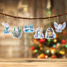 Load image into Gallery viewer, 6 Pcs Double Sided Diamond Painting Keychain for Beginners Adults (Winter Owl)

