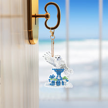Load image into Gallery viewer, 6 Pcs Double Sided Diamond Painting Keychain for Beginners Adults (Winter Owl)
