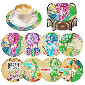 8 Pcs Acrylic Diamond Painting Coasters with Holder for Beginner (Dreamcatcher)