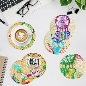 8 Pcs Acrylic Diamond Painting Coasters with Holder for Beginner (Dreamcatcher)