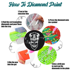 8 Pcs Acrylic Diamond Painting Coasters Kits with Holder for Beginner (Skull)