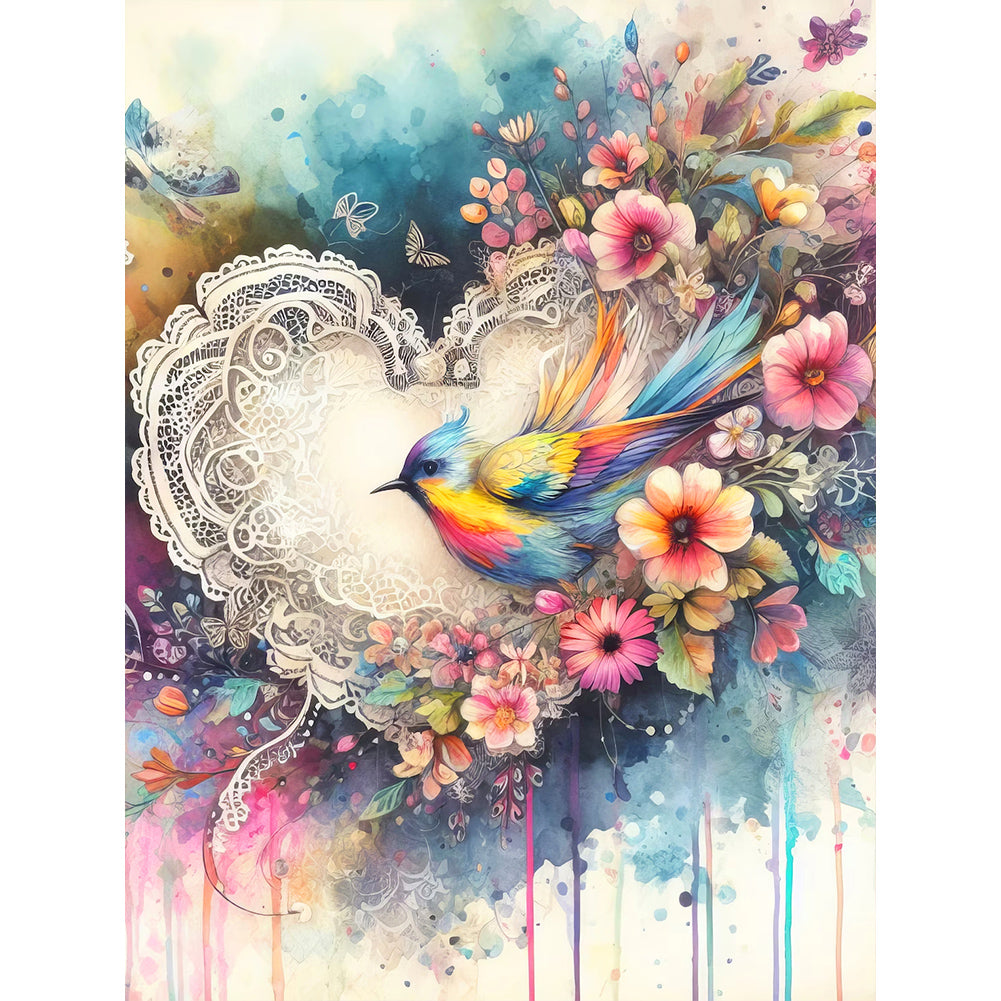 Love And Colorful Bird 30*40CM(Canvas) Full Round Drill Diamond Painting