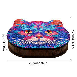 Wood Diamond Painting Jewelry Box Kit for Rings Necklace Organizer (Cat Head)