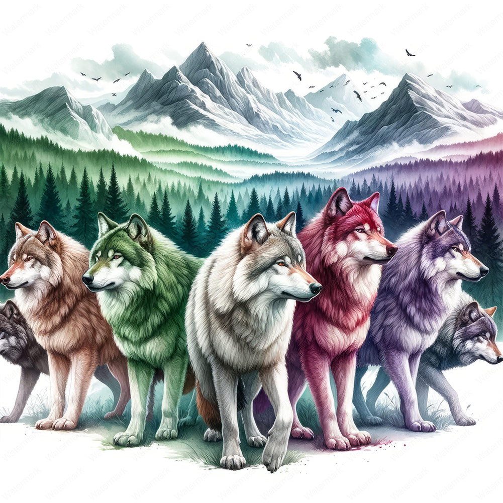 Wolf Pack 40*40CM(Canvas) Full Round Drill Diamond Painting