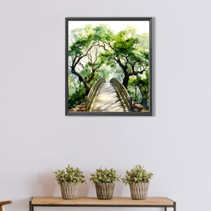 Oak Bridge Spring Forest 40*45CM(Canvas) Full Round Drill Diamond Painting