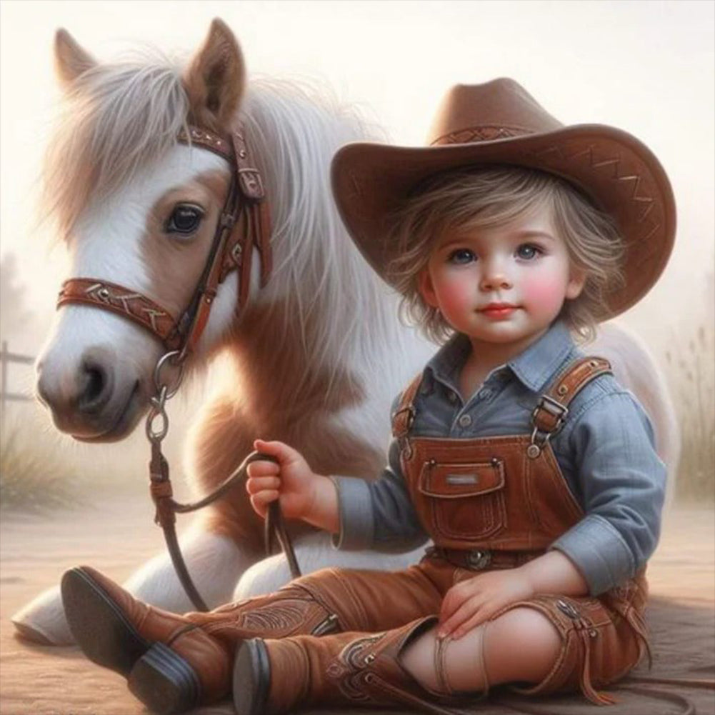 Cowgirl With Horse 30*30CM(Canvas) Full Round Drill Diamond Painting