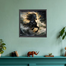 Load image into Gallery viewer, Dark Horse In The Waves 30*30CM(Canvas) Full Round Drill Diamond Painting
