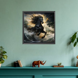 Dark Horse In The Waves 30*30CM(Canvas) Full Round Drill Diamond Painting