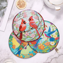 Load image into Gallery viewer, 4 PCS Wood Diamond Painted Placemats Kitchen Dish Mat with Holder (Bird)
