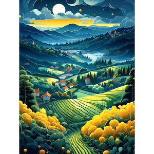 Yuexia Pastoral Town 30*40CM(Canvas) Full Round Drill Diamond Painting