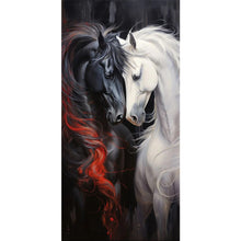 Load image into Gallery viewer, Black Horse White Horse 40*80CM(Canvas) Full Round Drill Diamond Painting
