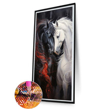 Load image into Gallery viewer, Black Horse White Horse 40*80CM(Canvas) Full Round Drill Diamond Painting

