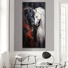 Load image into Gallery viewer, Black Horse White Horse 40*80CM(Canvas) Full Round Drill Diamond Painting
