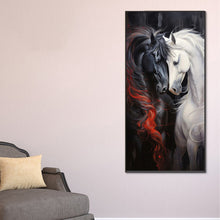 Load image into Gallery viewer, Black Horse White Horse 40*80CM(Canvas) Full Round Drill Diamond Painting
