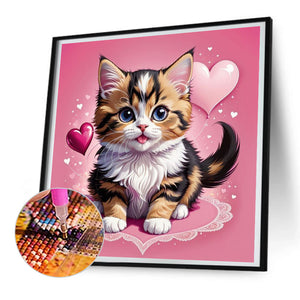 Valentine Love Kitten 30*30CM(Canvas) Full Round Drill Diamond Painting