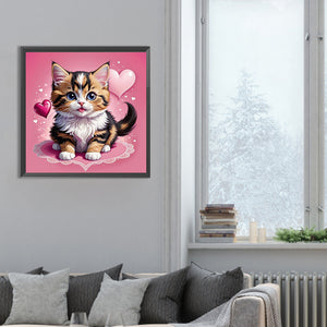 Valentine Love Kitten 30*30CM(Canvas) Full Round Drill Diamond Painting