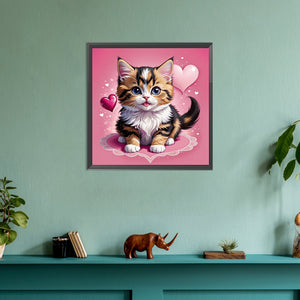 Valentine Love Kitten 30*30CM(Canvas) Full Round Drill Diamond Painting