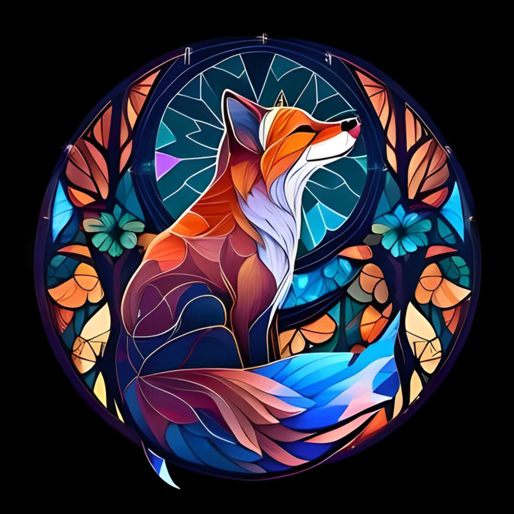 Fox Glass Painting 30*30CM(Canvas) Full Round Drill Diamond Painting