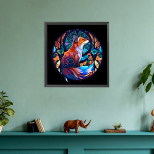 Fox Glass Painting 30*30CM(Canvas) Full Round Drill Diamond Painting