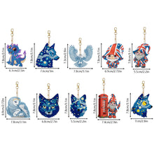 Load image into Gallery viewer, 10 Pcs Owl Double Sided Diamond Painting Keychain Pendant for Beginners Adults
