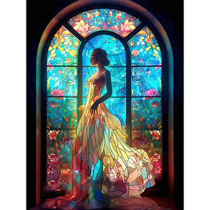 Glass Painting-Woman In Long Skirt - 50*65CM 11CT Stamped Cross Stitch