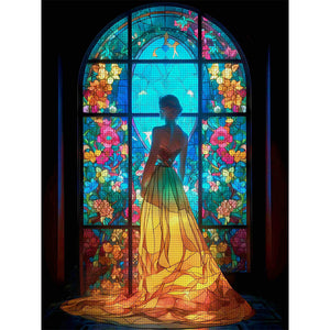 Glass Painting-Woman In Long Skirt - 50*65CM 11CT Stamped Cross Stitch