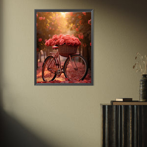 Rose Bike 30*40CM(Picture) Full Square Drill Diamond Painting