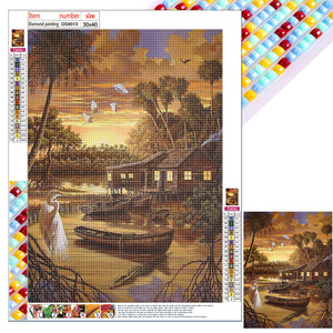 Woods House 30*40CM(Canvas) Full Square Drill Diamond Painting