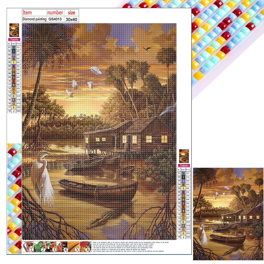 Woods House 30*40CM(Canvas) Full Square Drill Diamond Painting