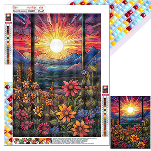 Flowers Sunrise 30*40CM(Canvas) Full Square Drill Diamond Painting