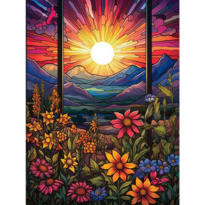 Flowers Sunrise 30*40CM(Canvas) Full Square Drill Diamond Painting