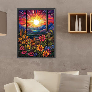 Flowers Sunrise 30*40CM(Canvas) Full Square Drill Diamond Painting